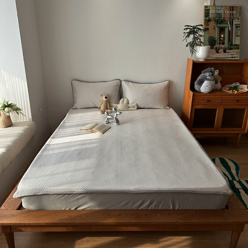 千朵  2024新款床笠款3D凉感豆豆凉席 爱心咖 