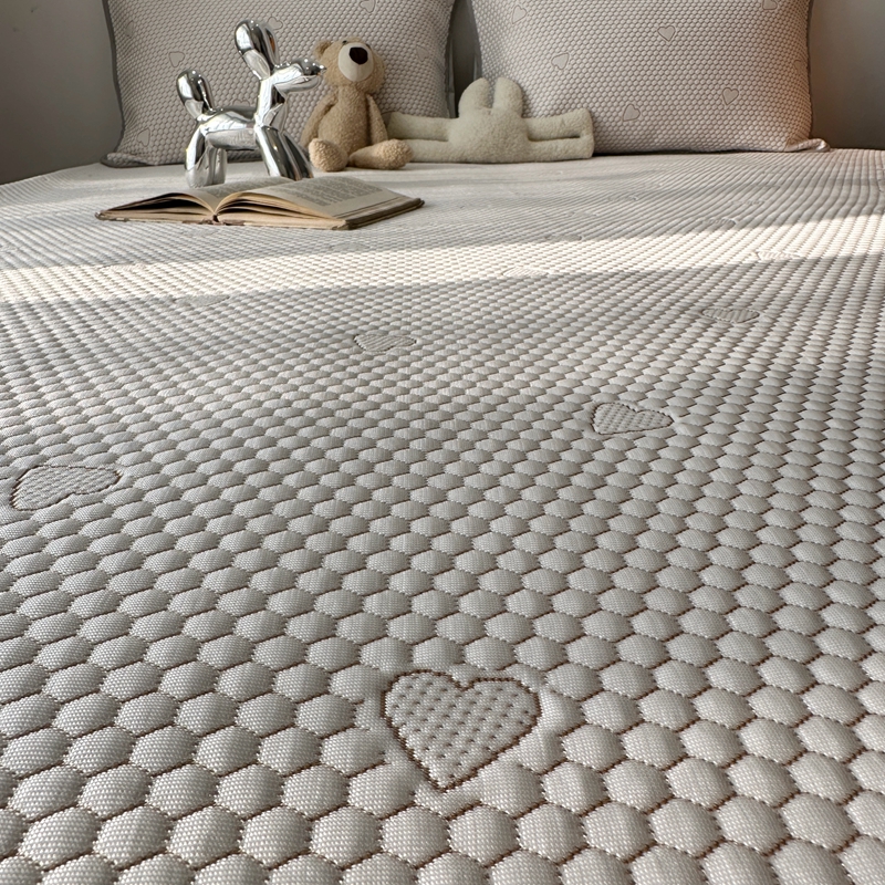 91家纺网 家纺一手货源 找家纺 千朵  2024新款床笠款3D凉感豆豆凉席 爱心咖 