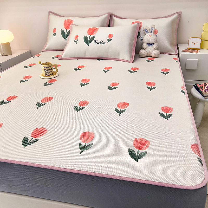 91家纺网 家纺一手货源 找家纺 （总）全季家居 2024新款5A抗菌小清新数码印花冰藤席