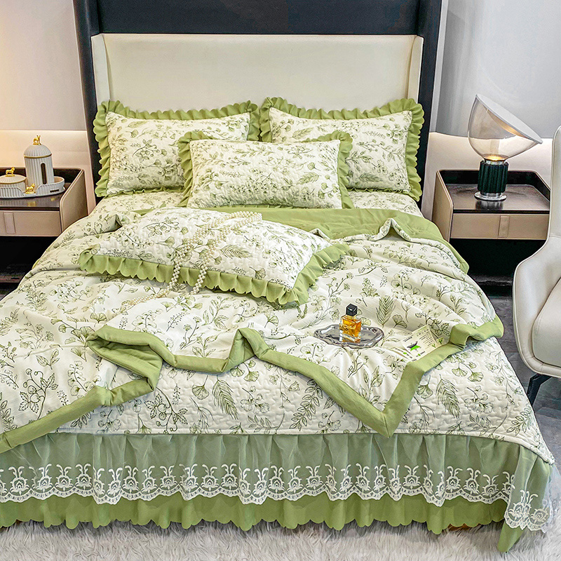 91家纺网 家纺一手货源 找家纺 （总）2025A类母婴级泡泡纱泡泡棉床盖款夏被四件套纯棉全棉双层纱棉麻小竺棉夏凉被子