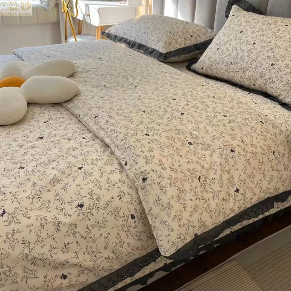 91家纺网 家纺一手货源 找家纺 （总）法式纯棉被罩200X230cm双人被套小碎花全棉被罩纯棉被罩