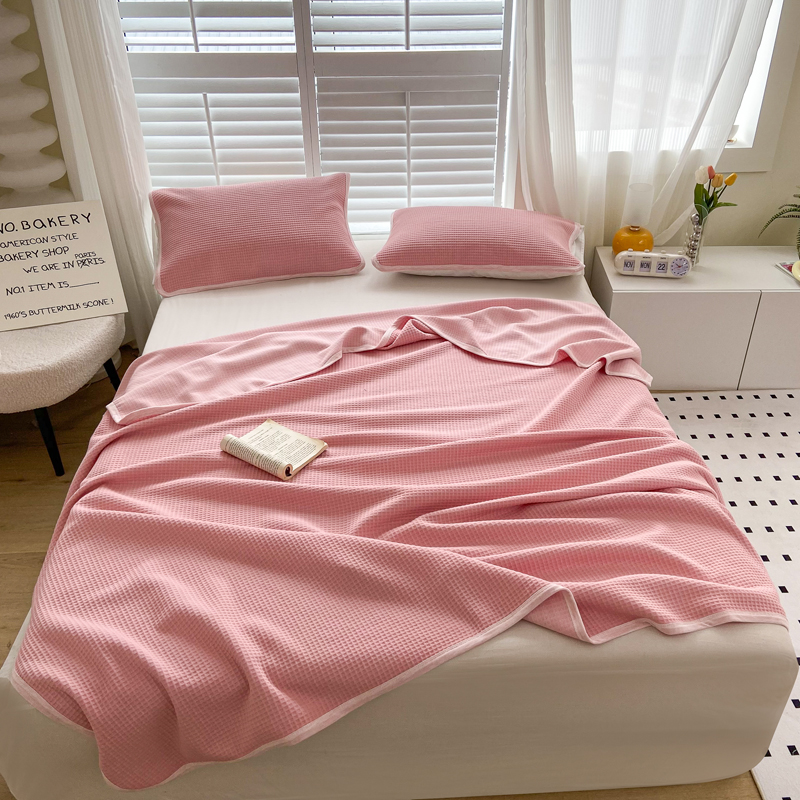 来菲毛毯 2025新款全棉A类针织盖毯夏凉被 粉色