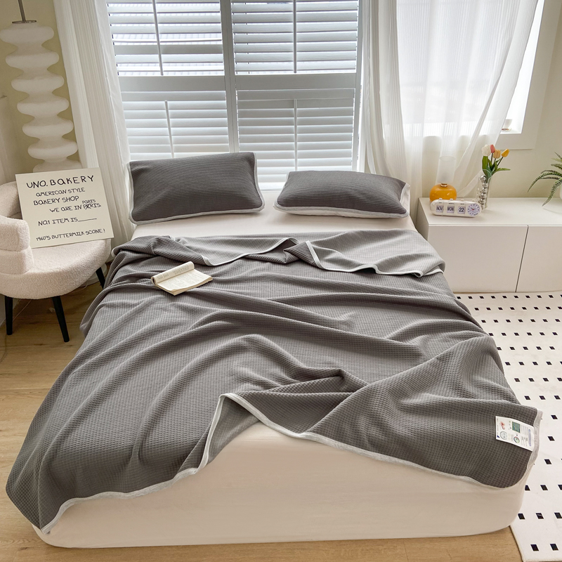 来菲毛毯 2025新款全棉A类针织盖毯夏凉被 灰色