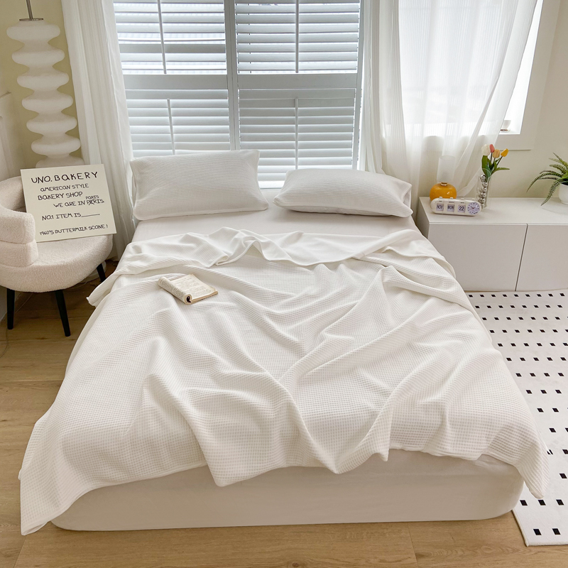 来菲毛毯 2025新款全棉A类针织盖毯夏凉被 奶白