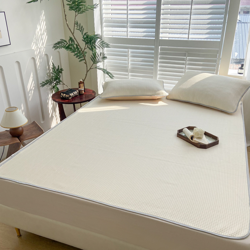 触手即凉！A类创新科技新款2025双面PE夏凉席三件套 米白