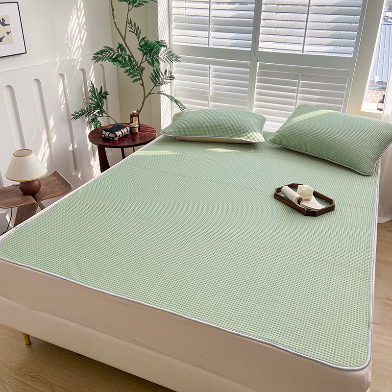 触手即凉！A类创新科技新款2025双面PE夏凉席三件套 绿