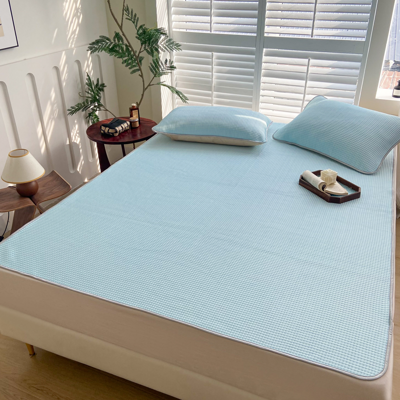 触手即凉！A类创新科技新款2025双面PE夏凉席三件套蓝