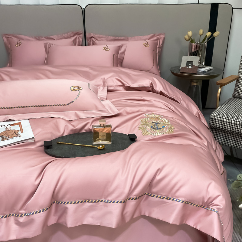 91家纺网 家纺一手货源 找家纺 200支新款长绒棉宽边刺绣四件套