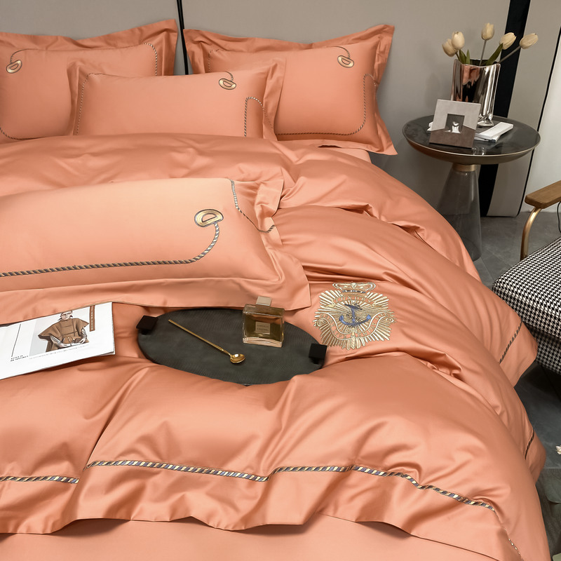 91家纺网 家纺一手货源 找家纺 200支新款长绒棉宽边刺绣四件套