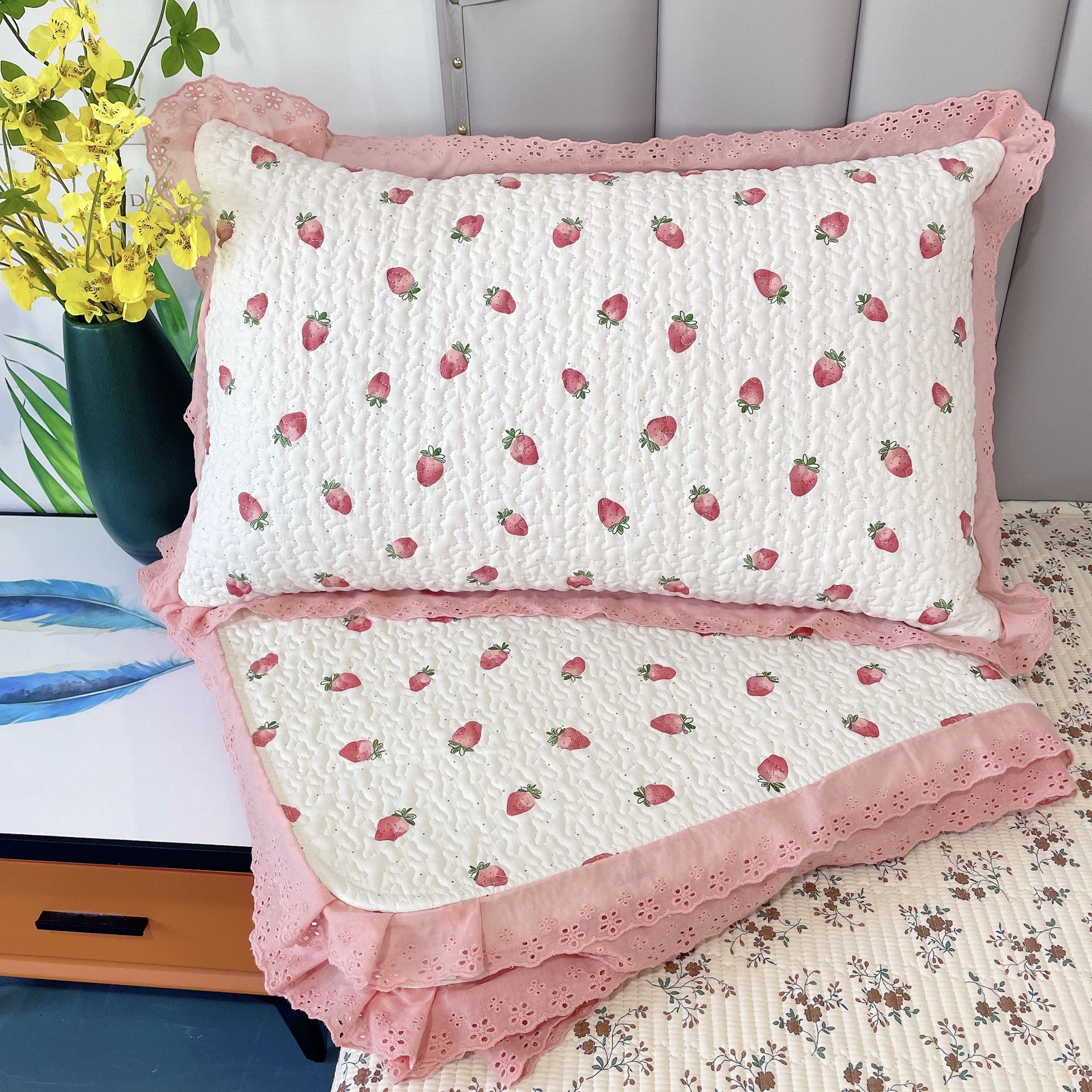 91家纺网 家纺一手货源 找家纺 法式纯棉枕套48x74cm 全棉加厚枕套纯棉枕头套一对装