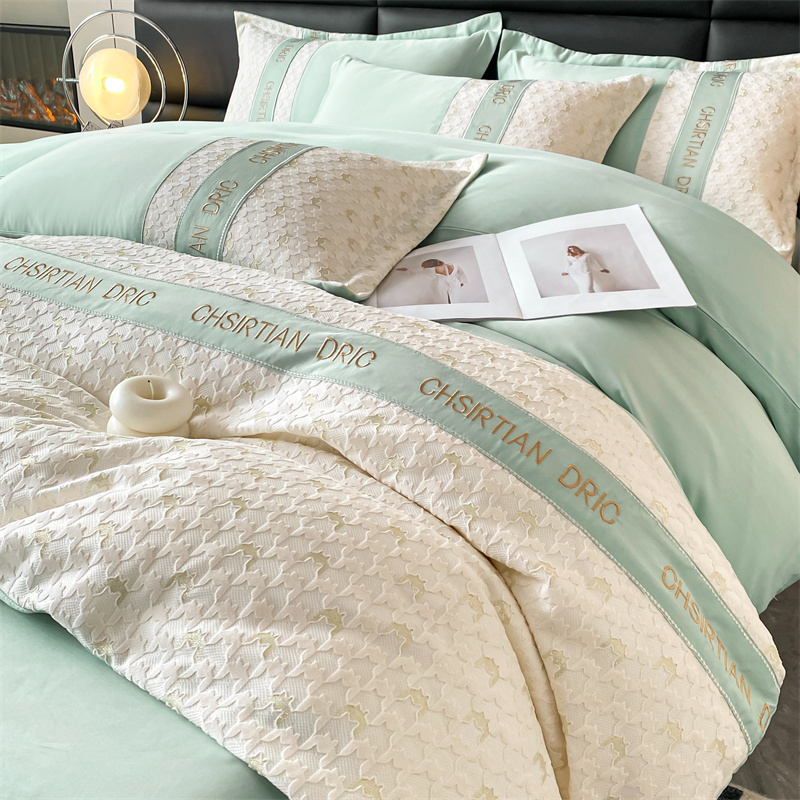 91家纺网 家纺一手货源 找家纺 （总）2025莱赛尔天丝刺绣艾莎千鸟四件套系列