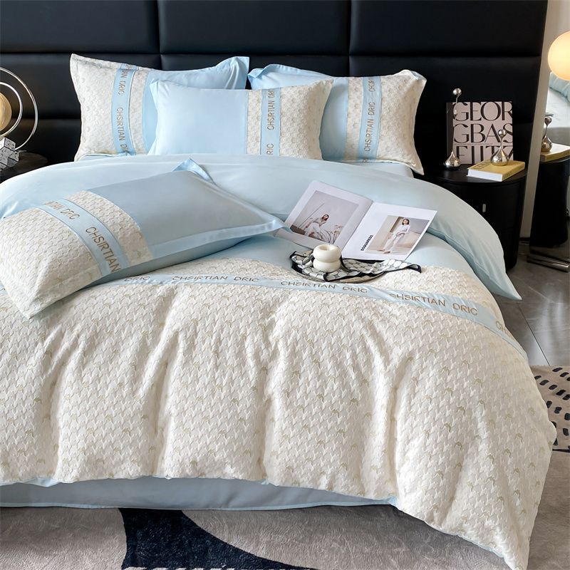 91家纺网 家纺一手货源 找家纺 （总）2025莱赛尔天丝刺绣艾莎千鸟四件套系列