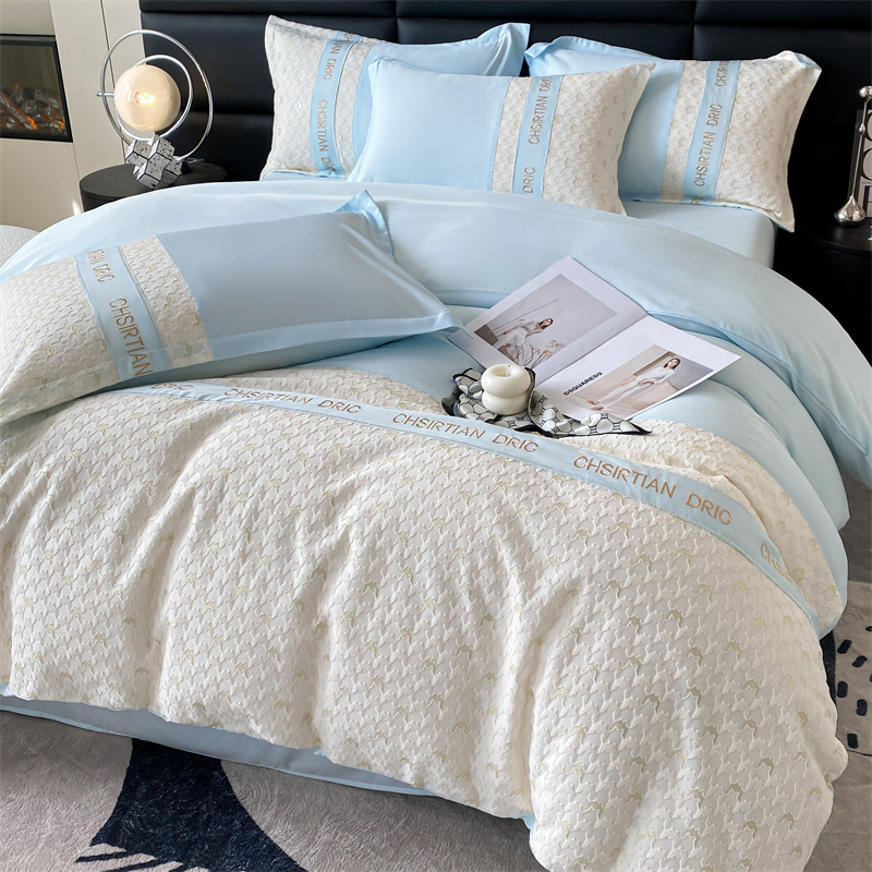 91家纺网 家纺一手货源 找家纺 （总）2025莱赛尔天丝刺绣艾莎千鸟四件套系列