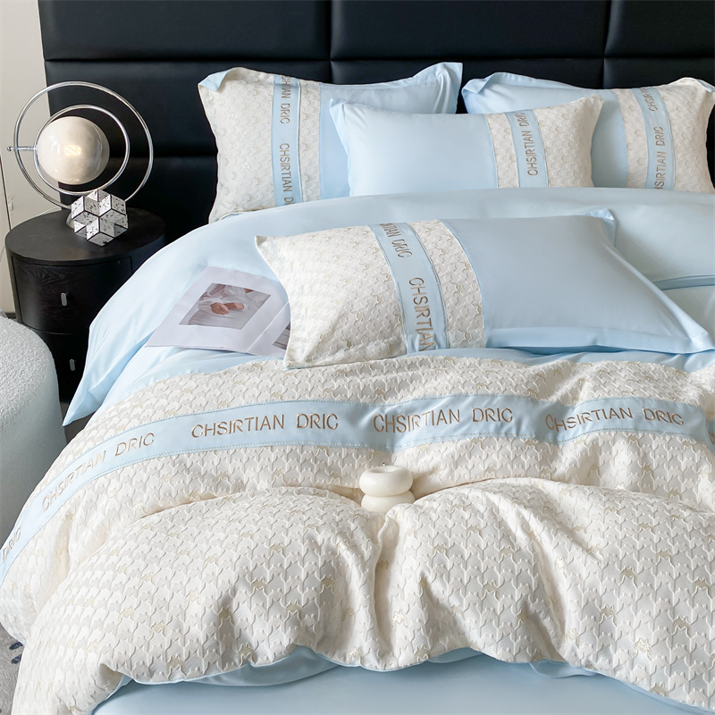 91家纺网 家纺一手货源 找家纺 （总）2025莱赛尔天丝刺绣艾莎千鸟四件套系列