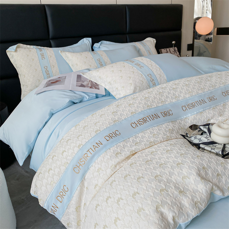 91家纺网 家纺一手货源 找家纺 （总）2025莱赛尔天丝刺绣艾莎千鸟四件套系列