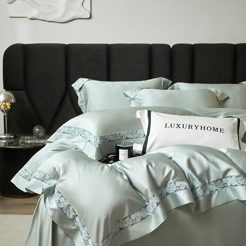 榻尚家居 2024新款天丝棉法式镂空工艺款四件套--云绡（会员减20） 月光绿