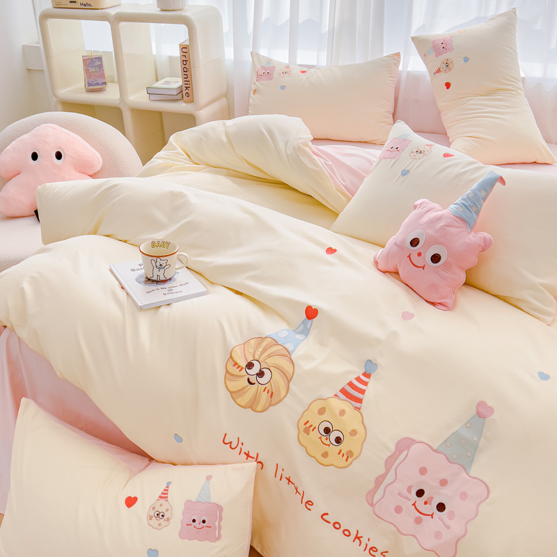 91家纺网 家纺一手货源 找家纺 （总）亲亲公主 2025新款全棉可爱刺绣四件套