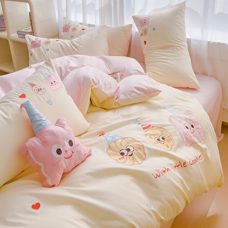 91家纺网 家纺一手货源 找家纺 （总）亲亲公主 2025新款全棉可爱刺绣四件套