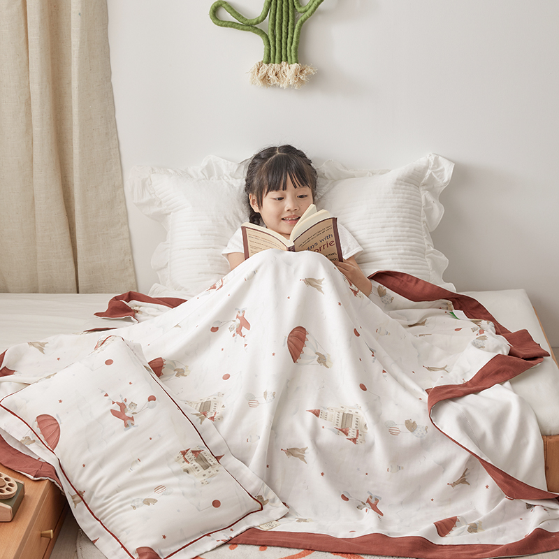 91家纺网 家纺一手货源 找家纺 荷马之梦 天竹系列——2024新款A类竹纤维儿童盖毯 天空之城