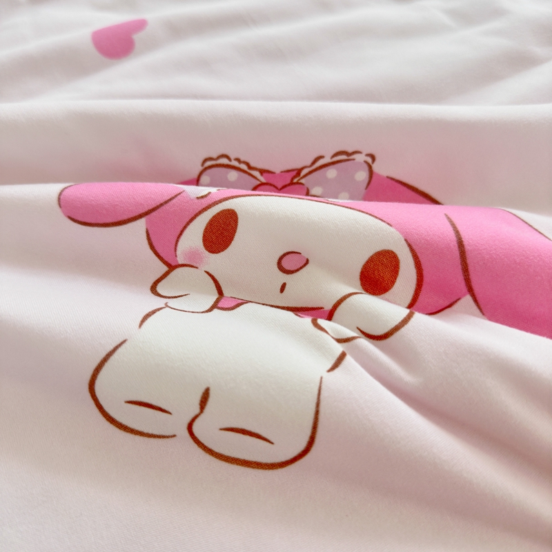 91家纺网 家纺一手货源 找家纺 博雅 2024新款三丽鸥正版系列A类牛奶丝软糯针织棉大豆纤维夏被 针织棉（带防伪标）美妆美乐蒂