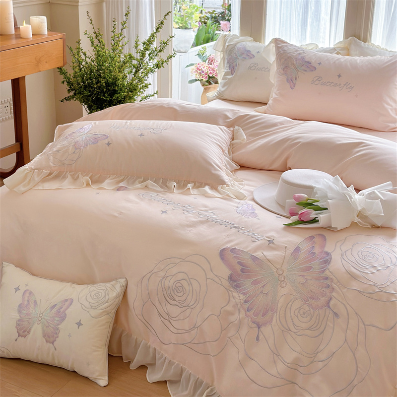 91家纺网 家纺一手货源 找家纺 MIU缪家居2024新款100支全棉四件套-梦月精灵 粉仙子