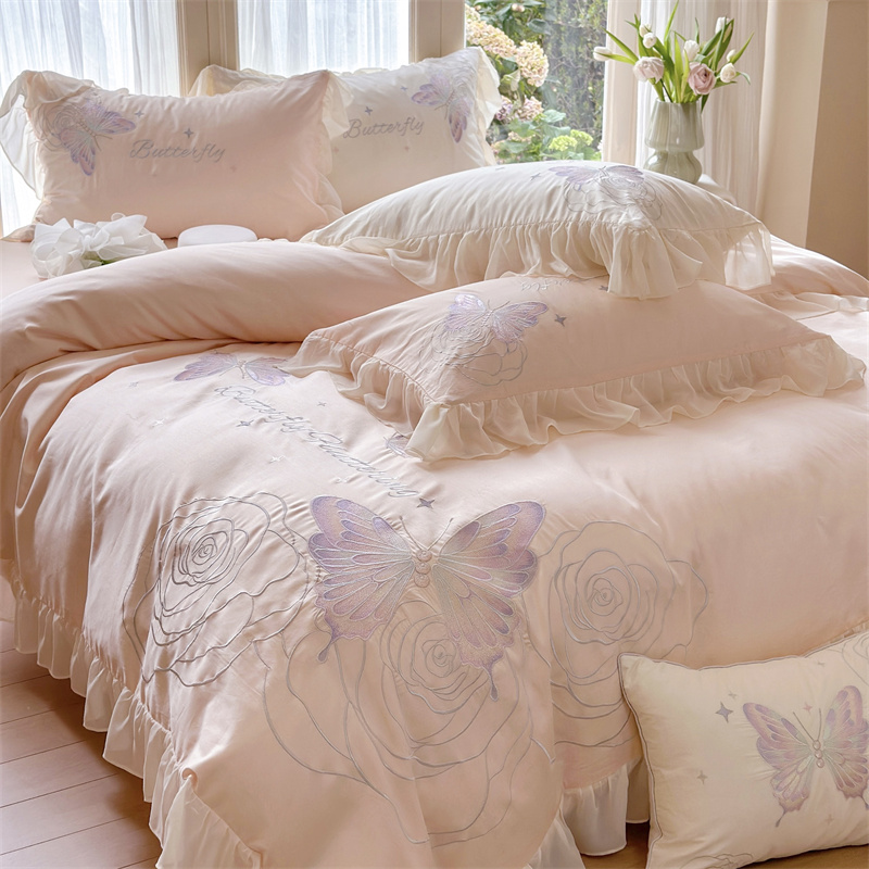 91家纺网 家纺一手货源 找家纺 MIU缪家居2024新款100支全棉四件套-梦月精灵 粉仙子