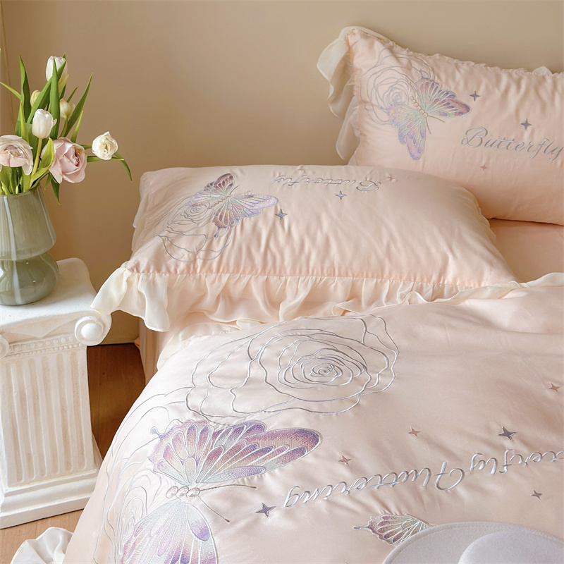 91家纺网 家纺一手货源 找家纺 MIU缪家居2024新款100支全棉四件套-梦月精灵 粉仙子