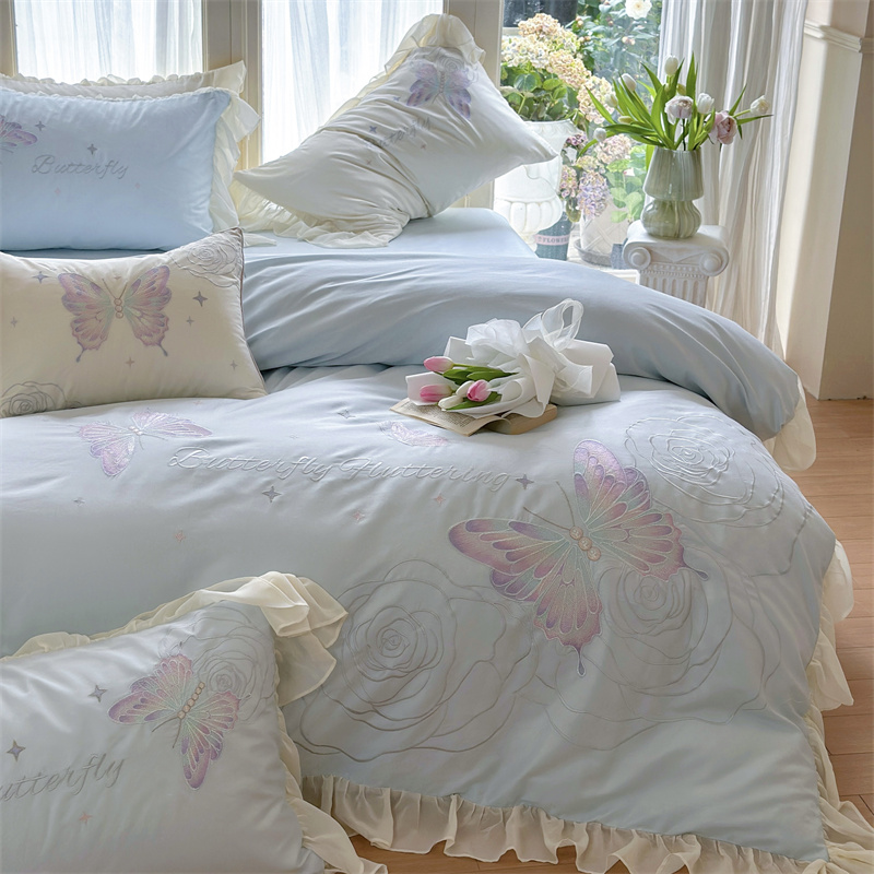 91家纺网 家纺一手货源 找家纺 MIU缪家居2024新款100支全棉四件套-梦月精灵 蓝精灵