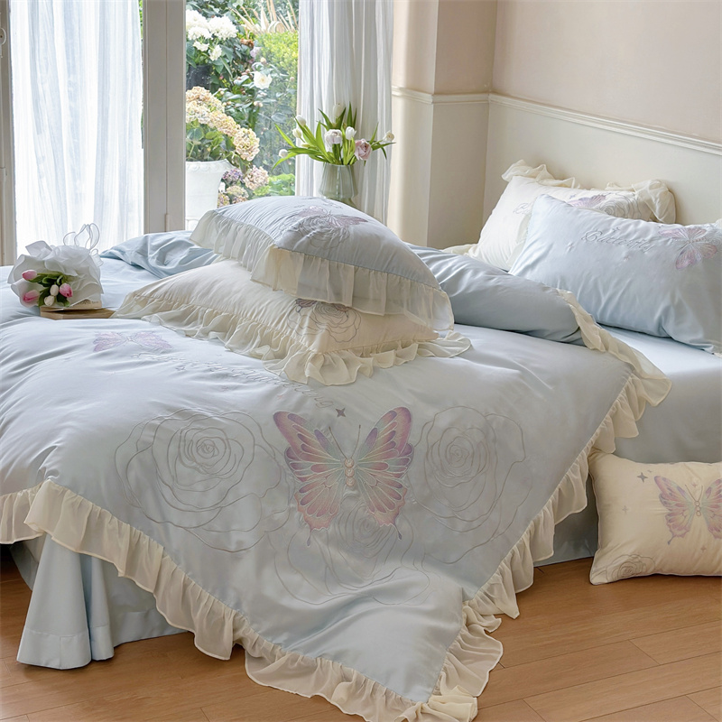 91家纺网 家纺一手货源 找家纺 MIU缪家居2024新款100支全棉四件套-梦月精灵 蓝精灵