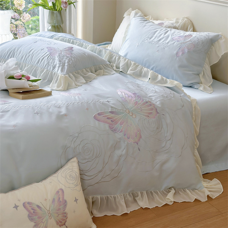 91家纺网 家纺一手货源 找家纺 MIU缪家居2024新款100支全棉四件套-梦月精灵 蓝精灵