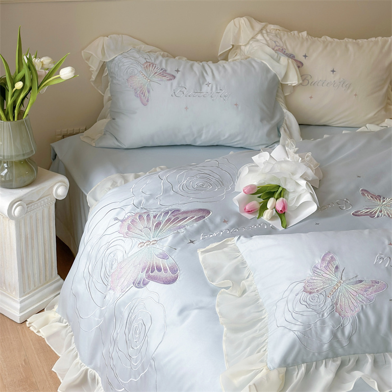 91家纺网 家纺一手货源 找家纺 MIU缪家居2024新款100支全棉四件套-梦月精灵 蓝精灵