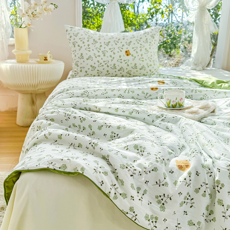 91家纺网 家纺一手货源 找家纺 梦恬佳-2024新款A类水洗双层纱夏凉被 春日小熊