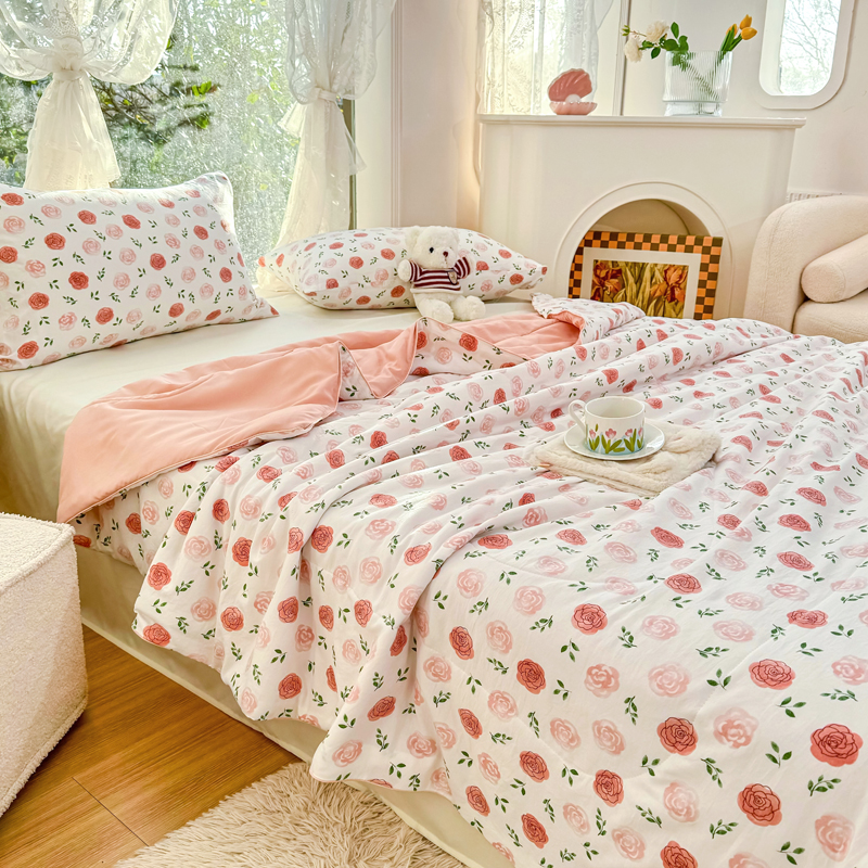 91家纺网 家纺一手货源 找家纺 梦恬佳-2024新款A类水洗双层纱夏凉被 告白