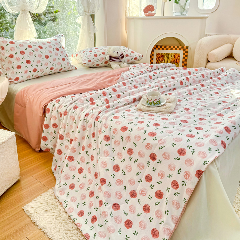 91家纺网 家纺一手货源 找家纺 梦恬佳-2024新款A类水洗双层纱夏凉被 告白