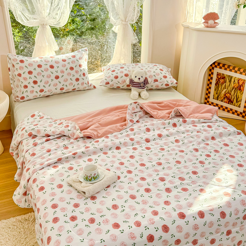 91家纺网 家纺一手货源 找家纺 梦恬佳-2024新款A类水洗双层纱夏凉被 告白