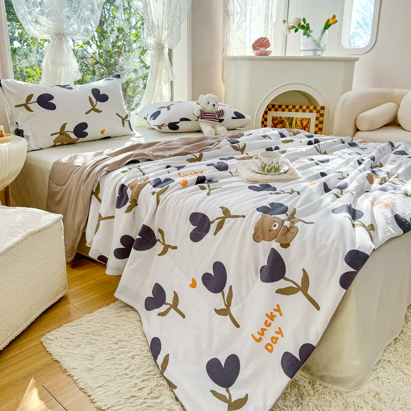 91家纺网 家纺一手货源 找家纺 梦恬佳-2024新款A类水洗双层纱夏凉被 告白气球