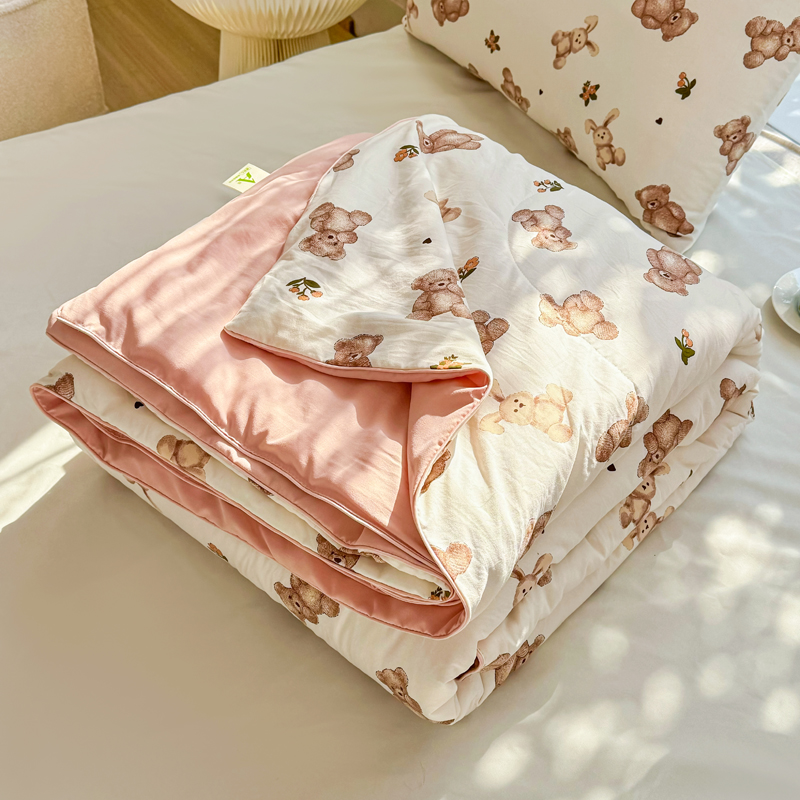 梦恬佳-2024新款A类水洗双层纱夏凉被 夹心小熊