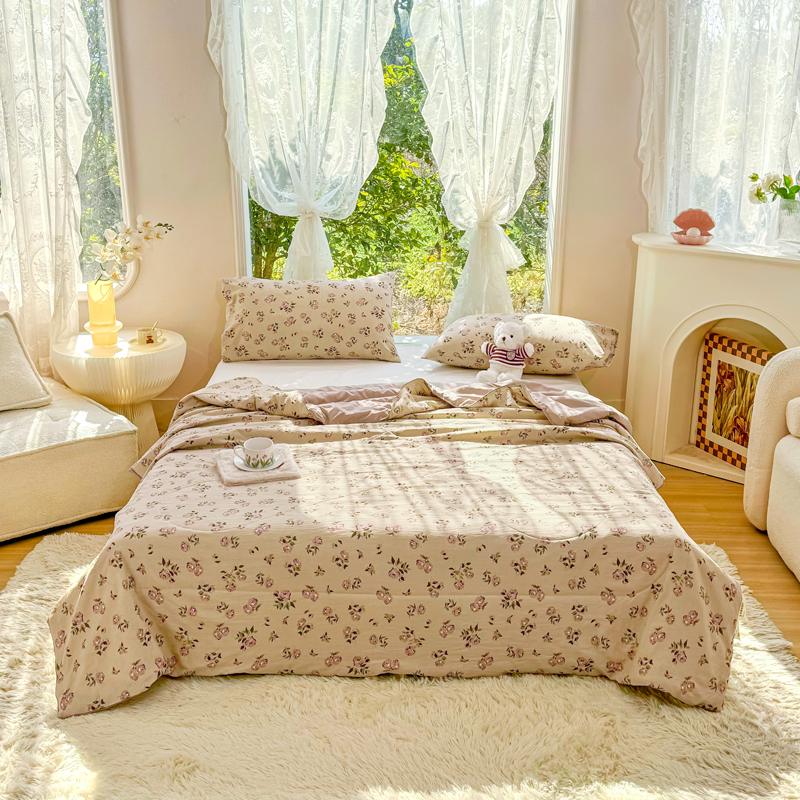 91家纺网 家纺一手货源 找家纺 梦恬佳-2024新款A类水洗双层纱夏凉被 焦糖奶酥