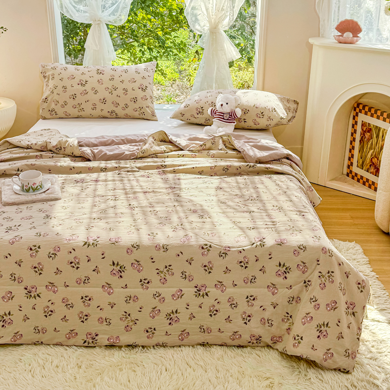 91家纺网 家纺一手货源 找家纺 梦恬佳-2024新款A类水洗双层纱夏凉被 焦糖奶酥