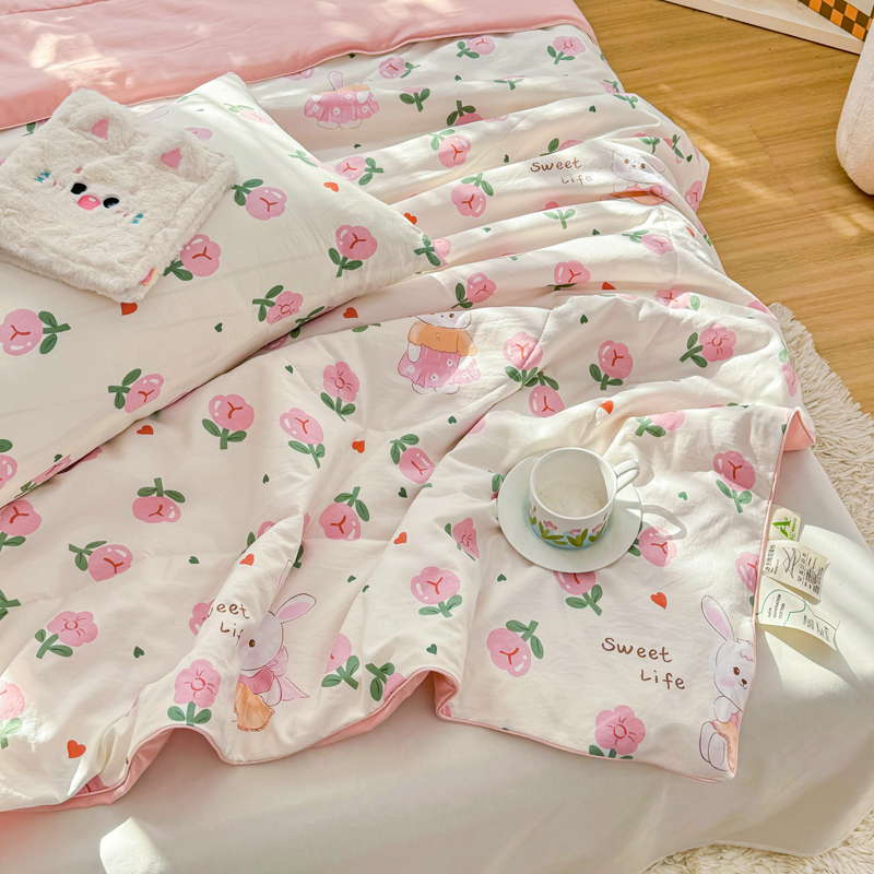 91家纺网 家纺一手货源 找家纺 梦恬佳-2024新款A类水洗双层纱夏凉被 曼塔玫瑰