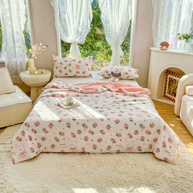 91家纺网 家纺一手货源 找家纺 梦恬佳-2024新款A类水洗双层纱夏凉被 曼塔玫瑰