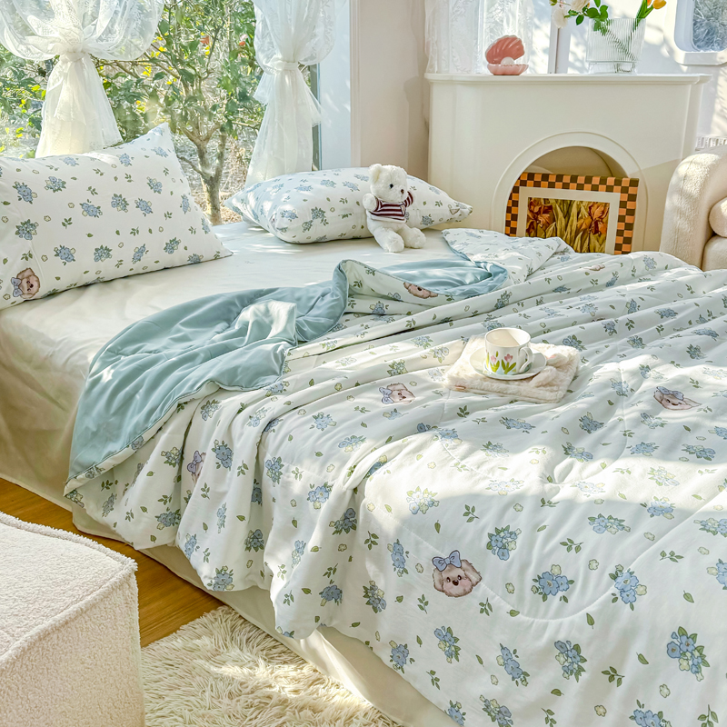 91家纺网 家纺一手货源 找家纺 梦恬佳-2024新款A类水洗双层纱夏凉被 曲奇碎卷