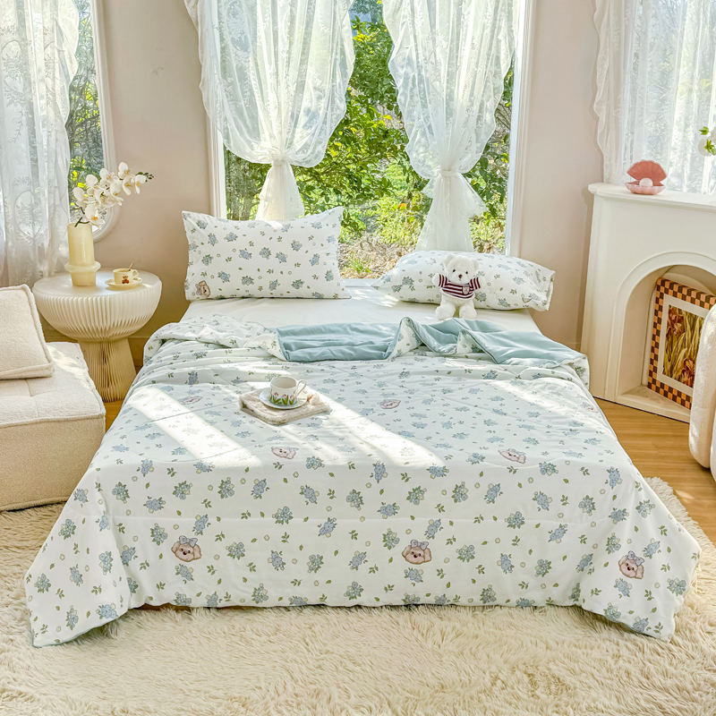 91家纺网 家纺一手货源 找家纺 梦恬佳-2024新款A类水洗双层纱夏凉被 曲奇碎卷