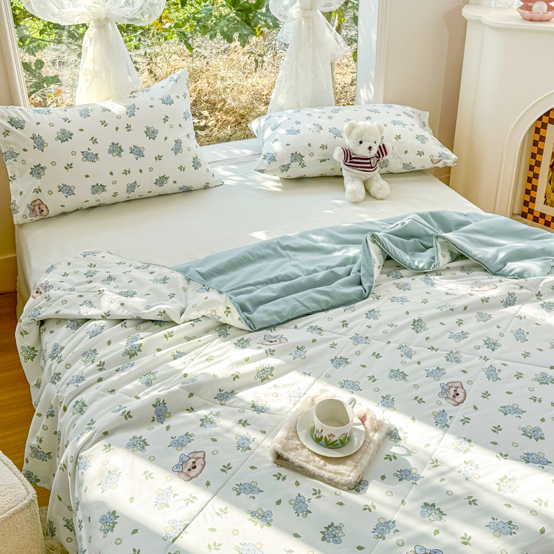 91家纺网 家纺一手货源 找家纺 梦恬佳-2024新款A类水洗双层纱夏凉被 曲奇碎卷