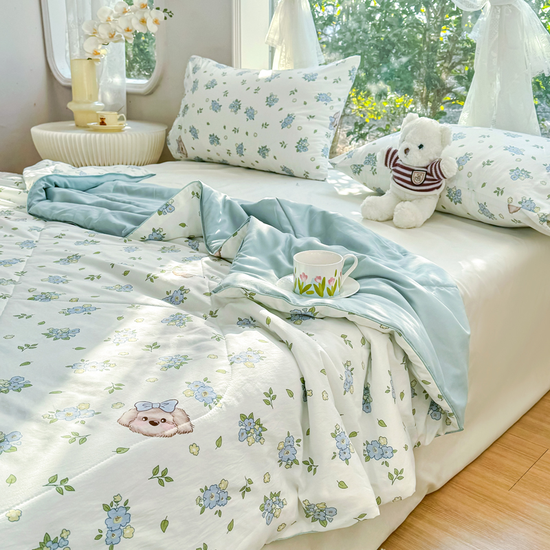 91家纺网 家纺一手货源 找家纺 梦恬佳-2024新款A类水洗双层纱夏凉被 曲奇碎卷