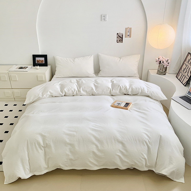 91家纺网 家纺一手货源 找家纺 水洗的故事 2024新款无印良品水洗棉四件套 本白