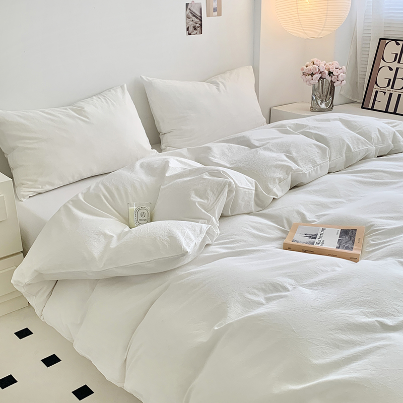 91家纺网 家纺一手货源 找家纺 水洗的故事 2024新款无印良品水洗棉四件套 本白