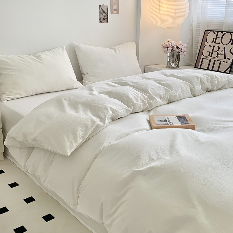 91家纺网 家纺一手货源 找家纺 水洗的故事 2024新款无印良品水洗棉四件套 本白