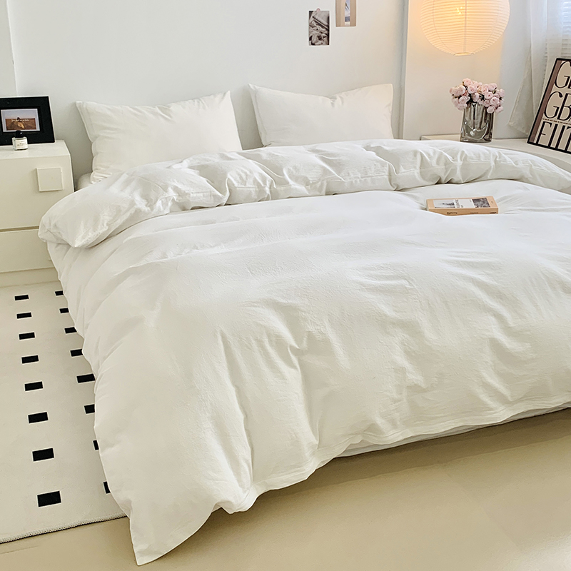 水洗的故事 2024新款无印良品水洗棉四件套 本白