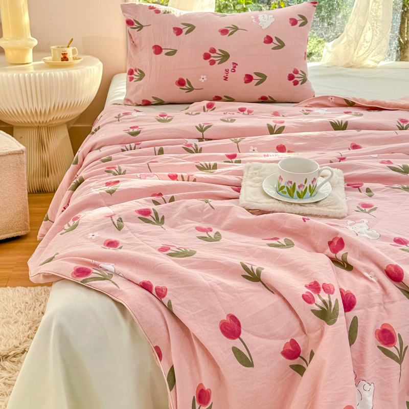 91家纺网 家纺一手货源 找家纺 梦恬佳-2024新款A类水洗双层纱夏凉被 甜茶日记